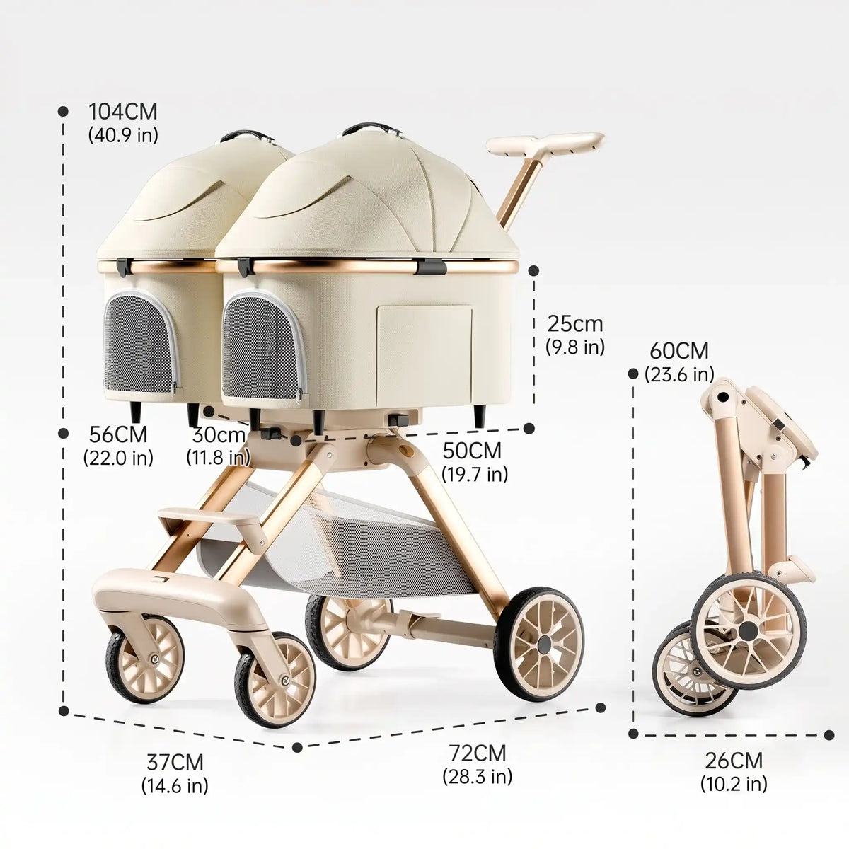 TwinRide double-cabin pet stroller