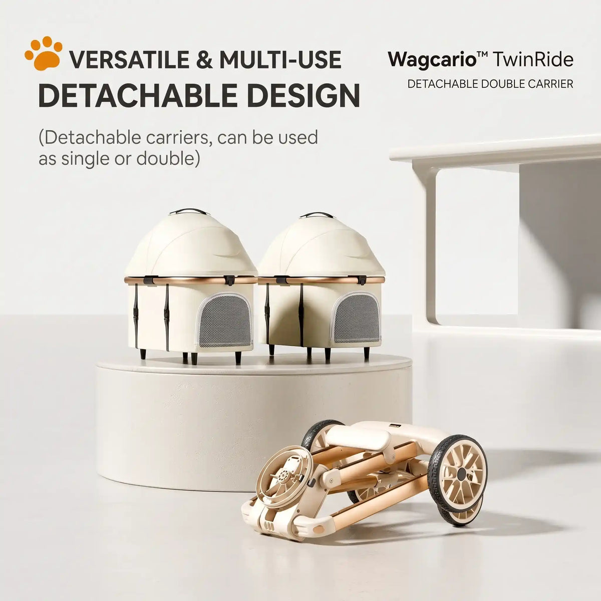 Wagcario™ TwinRide Premium All-Terrain Double-Cabin Pet Stroller